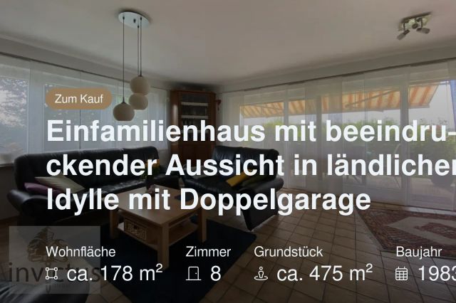 Nicht mehr verfügbar: Einfamilienhaus mit beeindruckender Aussicht in ländlicher Idylle mit Doppelgarage