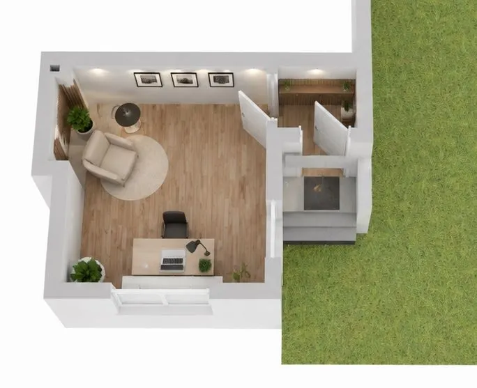 Erdgeschoss - Einliegerwohnung_Visualisierung