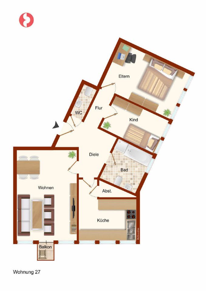 Freie 3 Z.Wohnung Eicken / Zentrumsnah/Aufzug