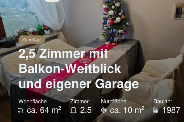 Neu im Angebot: 2,5 Zimmer mit Balkon-Weitblick und eigener Garage