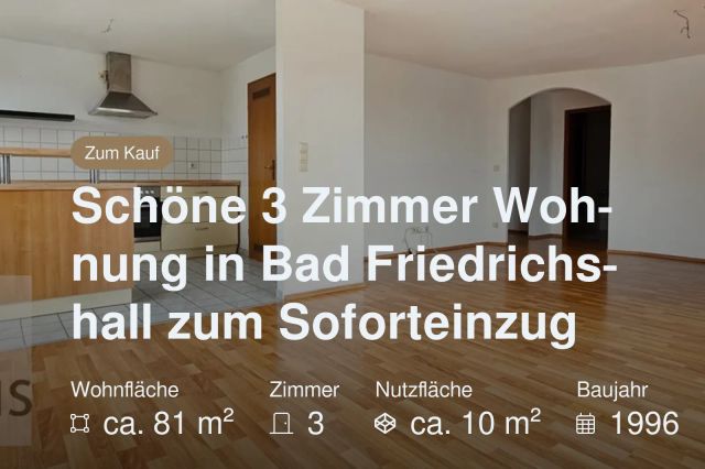 Nicht mehr verfügbar: Schöne 3 Zimmer Wohnung in Bad Friedrichshall zum Soforteinzug