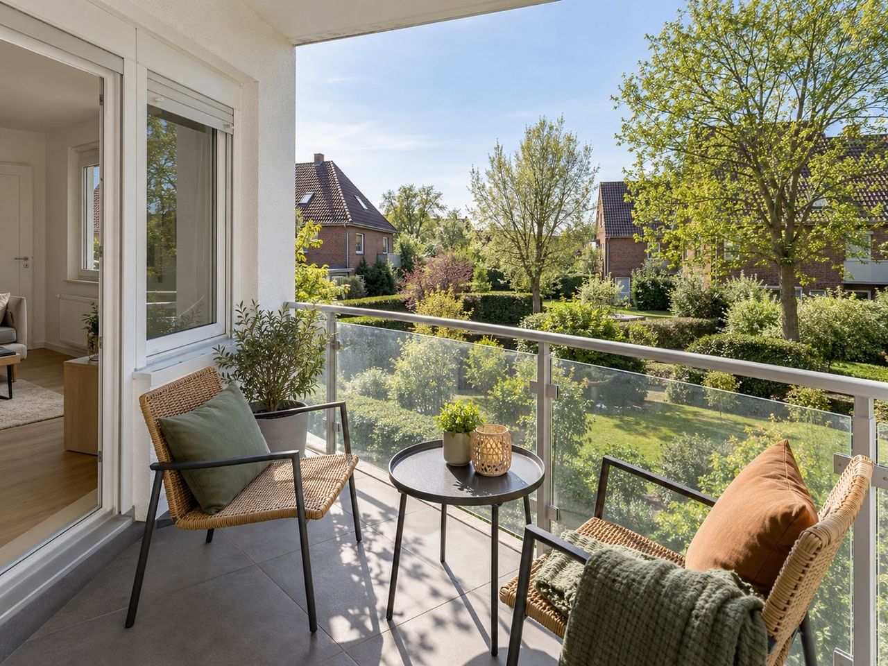 Südbalkon mit Blick ins Grüne (KI-Visualisierung)