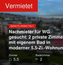 Nicht mehr verfügbar: Nachmieter für WG gesucht: 2 private Zimmer mit eigenem Bad in moderner 5.5-Zi.-Wohnung