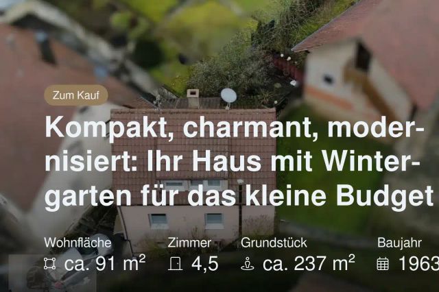 Neu im Angebot: Kompakt, charmant, modernisiert: Ihr Haus mit Wintergarten für das kleine Budget