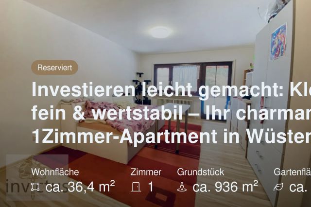 Nicht mehr verfügbar: Investieren leicht gemacht: Klein, fein & wertstabil – Ihr charmantes 1Zimmer-Apartment in Wüstenrot
