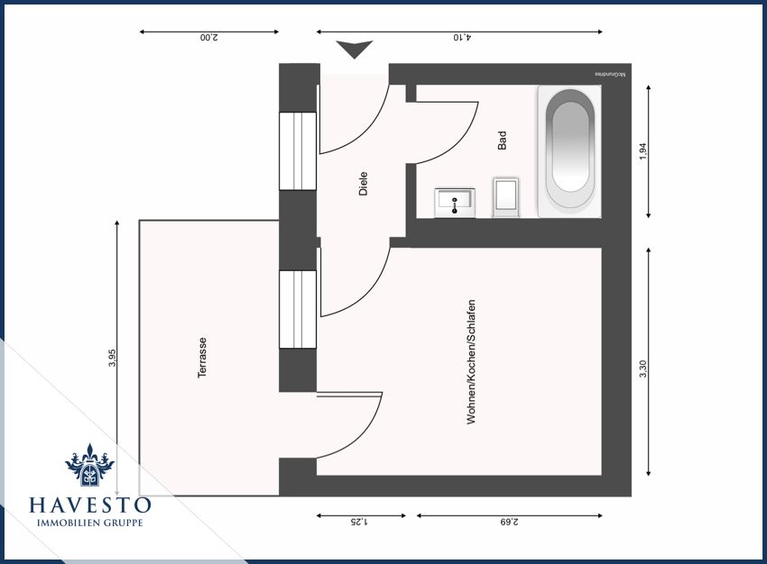 1-Zimmer-Wohnung mit Terrasse, Einbauküche und ruhige Hinterhauslage - Photo 3
