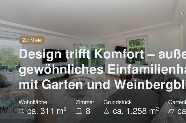 Nicht mehr verfügbar: Design trifft Komfort – außergewöhnliches Einfamilienhaus mit Garten und Weinbergblick