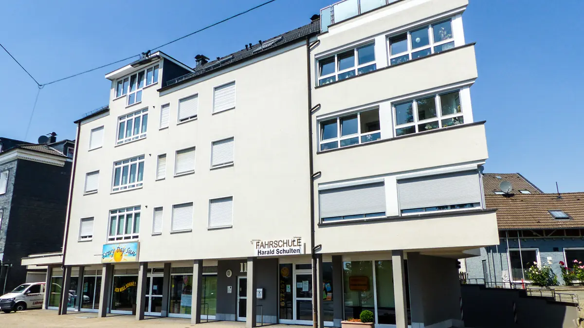 Aussenansicht des Wohnhauses mit der Wohnung im 2. OG