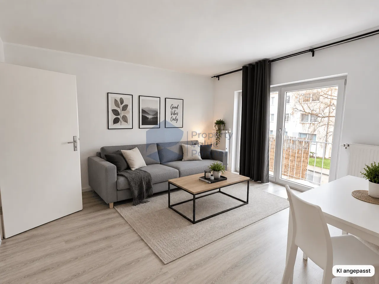 Wohnzimmer mit Balkon (Einrichtungsvorschlag)
