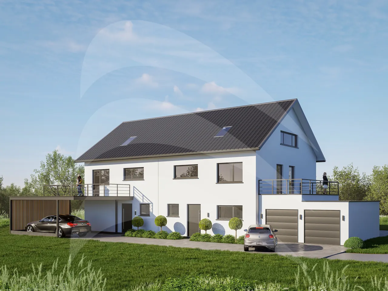 Passau-Ries: Große Neubau-Doppelhaushälfte in begehrter Lage mit Süd-West-Garten – KFW 40