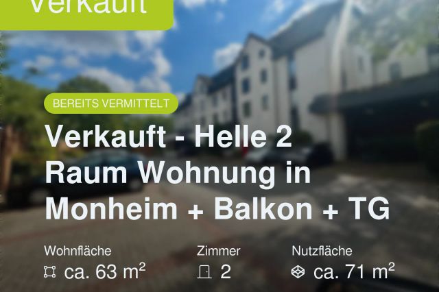 Nicht mehr verfügbar: Verkauft – Helle 2 Raum Wohnung in Monheim + Balkon + TG