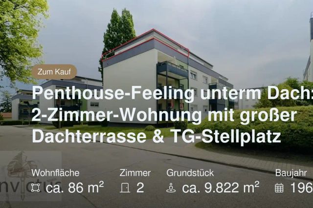 Neu im Angebot: Penthouse-Feeling unterm Dach: 2-Zimmer-Wohnung mit großer Dachterrasse & TG-Stellplatz