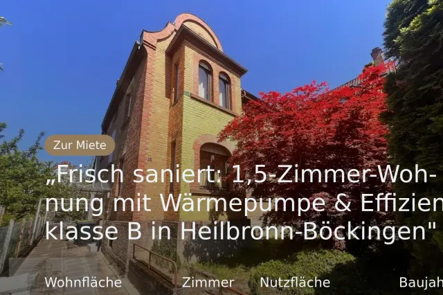 Nicht mehr verfügbar: „Frisch saniert: 1,5-Zimmer-Wohnung mit Wärmepumpe & Effizienzklasse B in Heilbronn-Böckingen”