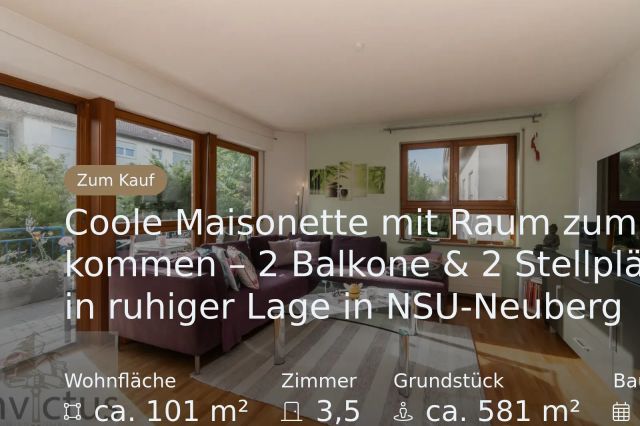 Neu im Angebot: Coole Maisonette mit Raum zum Ankommen – 2 Balkone & 2 Stellplätze in ruhiger Lage in NSU-Neuberg