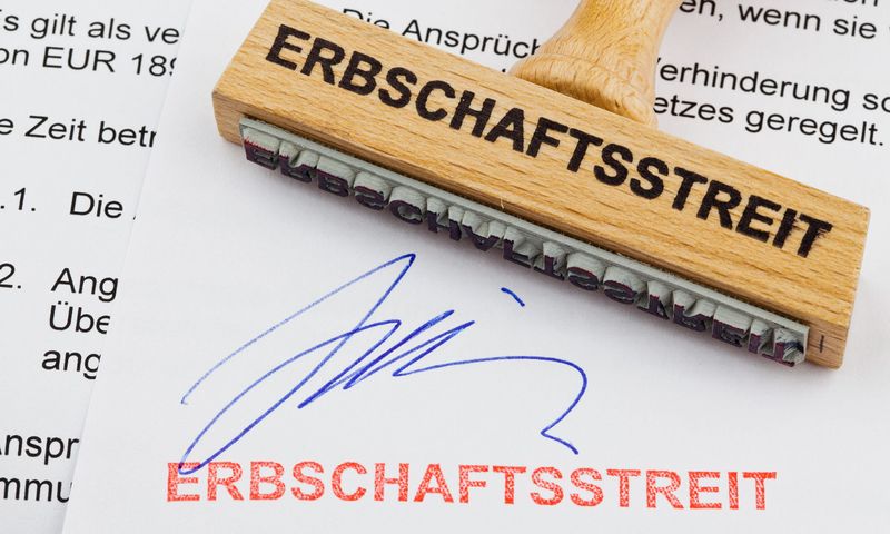 Stempel mit Erbschaftsstreit