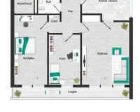 Mustergrundrissplan 3-Zi.-Whg.