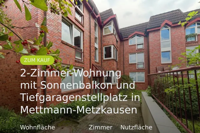 Neu im Angebot: 2-Zimmer-Wohnung mit Sonnenbalkon und Tiefgaragenstellplatz in Mettmann-Metzkausen