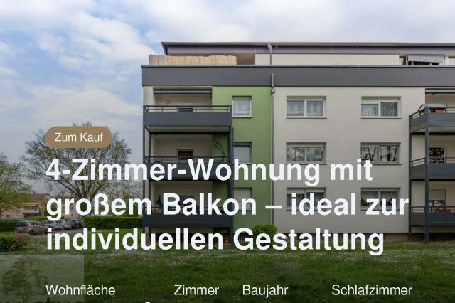 Neu im Angebot: 4-Zimmer-Wohnung mit großem Balkon – ideal zur individuellen Gestaltung