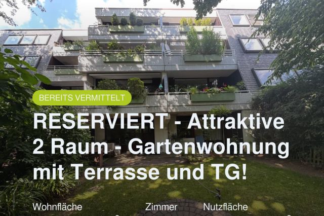 Nicht mehr verfügbar: RESERVIERT – Attraktive 2 Raum – Gartenwohnung mit Terrasse und TG!