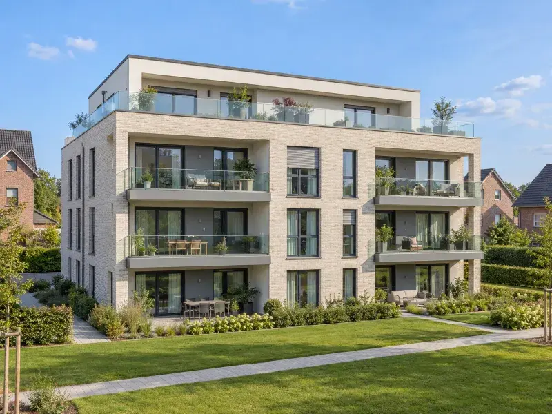 Neubau mit Penthouse im Staffelgeschoss (KI-Visualisierung)