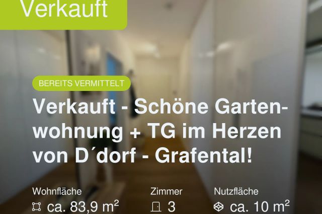 Nicht mehr verfügbar: Verkauft – Schöne Gartenwohnung + TG im Herzen von D´dorf – Grafental!