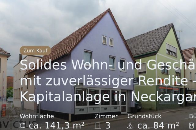 Neu im Angebot: Solides Wohn- und Geschäftshaus mit zuverlässiger Rendite – ideale Kapitalanlage in Neckargartach.
