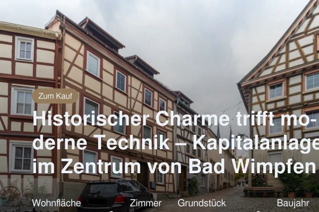 Neu im Angebot: Historischer Charme trifft moderne Technik – Kapitalanlage im Zentrum von Bad Wimpfen