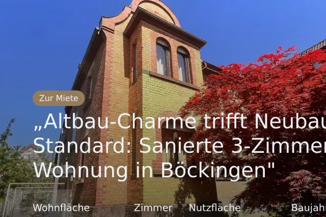 Nicht mehr verfügbar: „Altbau-Charme trifft Neubau-Standard: Sanierte 3-Zimmer-Wohnung in Böckingen”