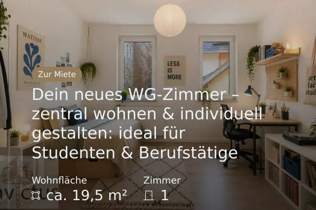 Neu im Angebot: Dein neues WG-Zimmer – zentral wohnen & individuell gestalten: ideal für Studenten & Berufstätige