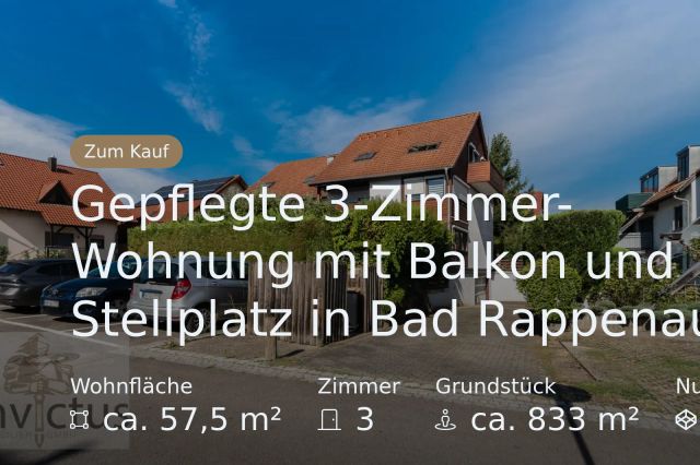 Neu im Angebot: Gepflegte 3-Zimmer-Wohnung mit Balkon und Stellplatz in Bad Rappenau