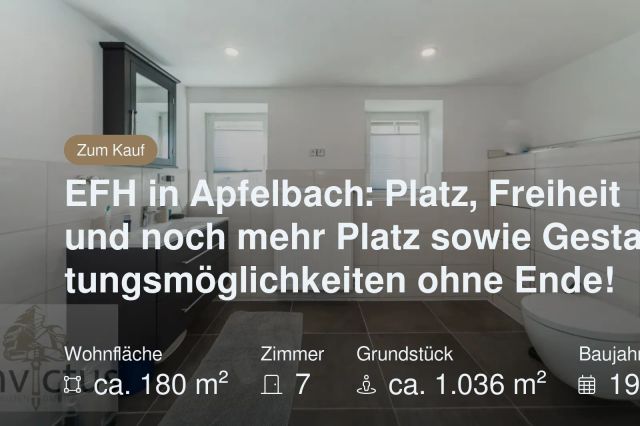 Neu im Angebot: EFH in Apfelbach: Platz, Freiheit und noch mehr Platz sowie Gestaltungsmöglichkeiten ohne Ende!