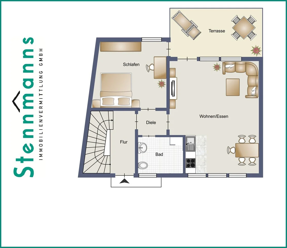 INNERSTÄDTISCHES WOHNEN UND LEBEN IN RADEVORMWALD: 2-ZIMMER-MIETWOHNUNG MIT TERRASSE NÄHE MARKTPLATZ