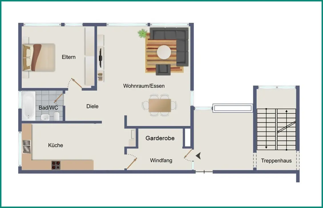 Wohnung im 2. Obergeschoss hinten links