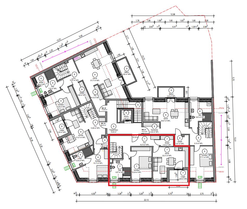 Grundriss untere Etage