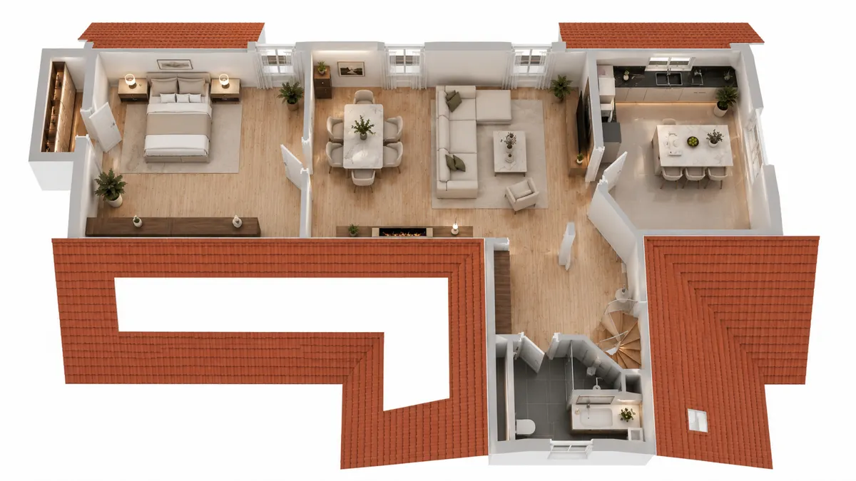 Einliegerwohnung Dachgeschoss - Visualisierung