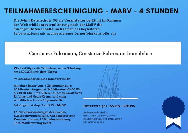 Teilnahmebescheinigung