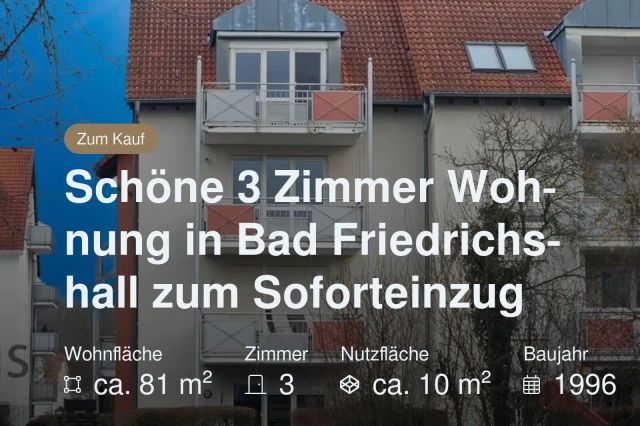Nicht mehr verfügbar: Schöne 3 Zimmer Wohnung in Bad Friedrichshall zum Soforteinzug