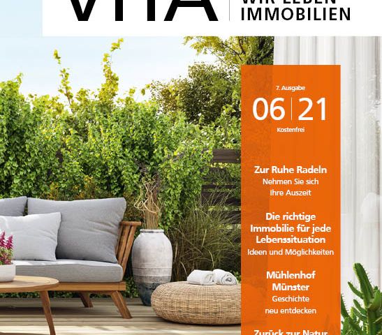 Cover der VITA, Ausgabe 06/21 - Das Magazin der Volksbank Immobilien Münsterland