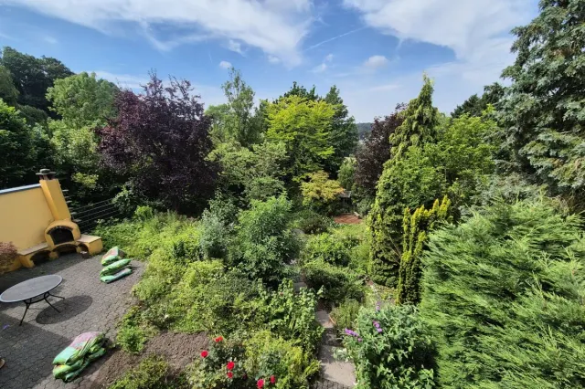 Von oben über den Garten