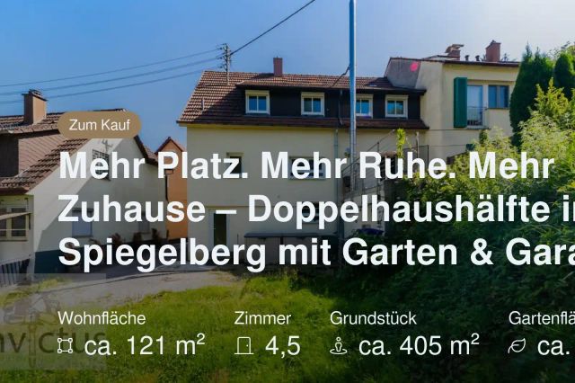 Nicht mehr verfügbar: Mehr Platz. Mehr Ruhe. Mehr Zuhause – Doppelhaushälfte in Spiegelberg mit Garten & Garage!