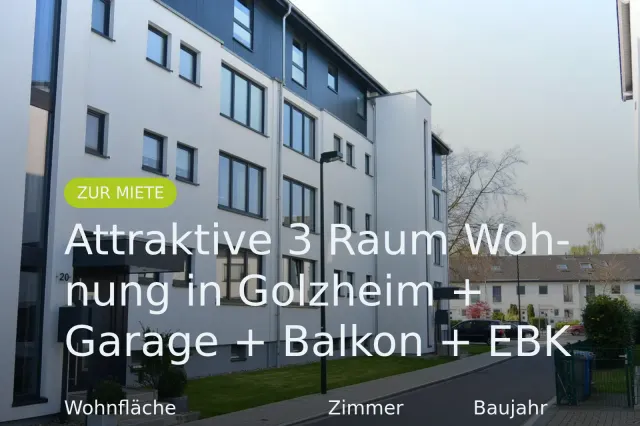 Neu im Angebot: Attraktive 3 Raum Wohnung in Golzheim + Garage + Balkon + EBK