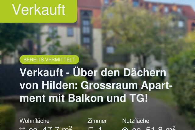 Nicht mehr verfügbar: Verkauft – Über den Dächern von Hilden:  Grossraum Apartment mit Balkon und TG!
