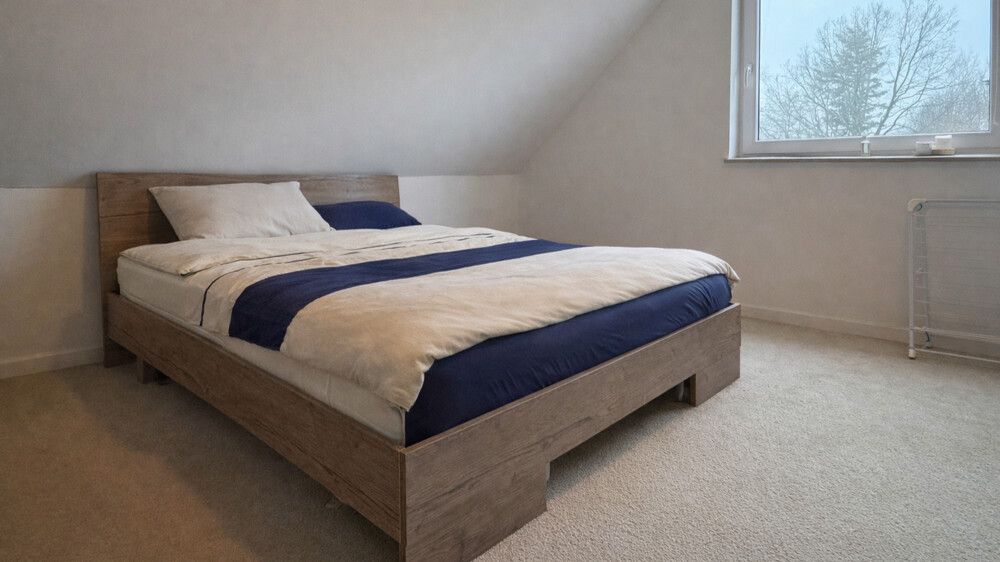 Eines der drei Zimmer im Dachgeschoss