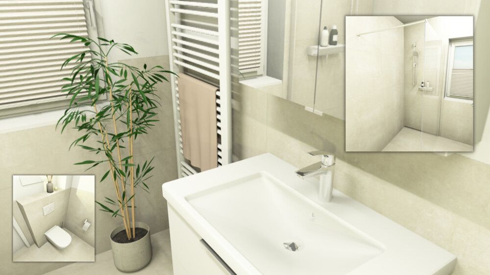 Badezimmer mit bodengleicher Dusche