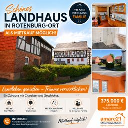 Schönes Landhaus in Rotenburg-OT, Mietkauf möglich!
Pferdehaltung möglich, Kaufpreis €375.000