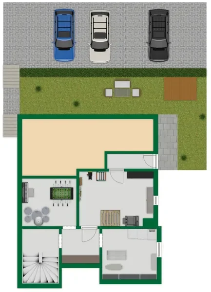 Grundriss-Skizze Keller + Außenbereich 