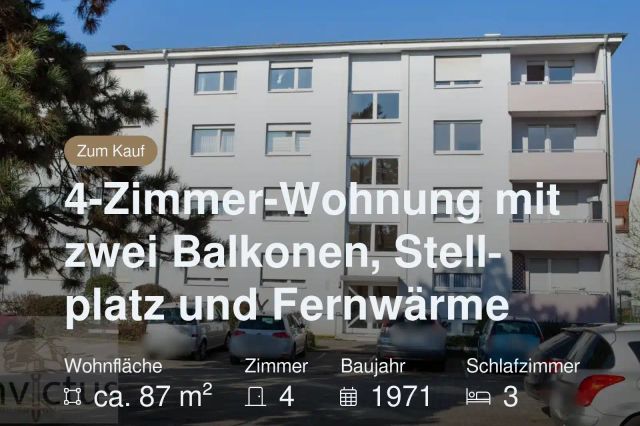 Neu im Angebot: 4-Zimmer-Wohnung mit zwei Balkonen, Stellplatz und Fernwärme