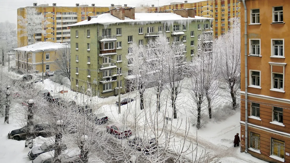 Wohnhäuser im Winter