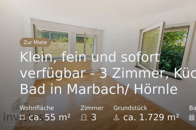 Nicht mehr verfügbar: Klein, fein und sofort verfügbar – 3 Zimmer, Küche, Bad in Marbach/ Hörnle