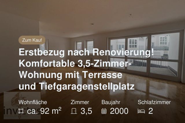 Neu im Angebot: Erstbezug nach Renovierung! Komfortable 3,5-Zimmer-Wohnung mit Terrasse und Tiefgaragenstellplatz